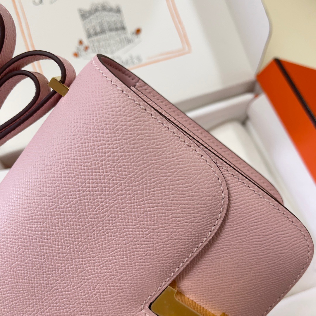 Hermes Constance 18 Mini Shoulder Bag In Pink Epsom Leather